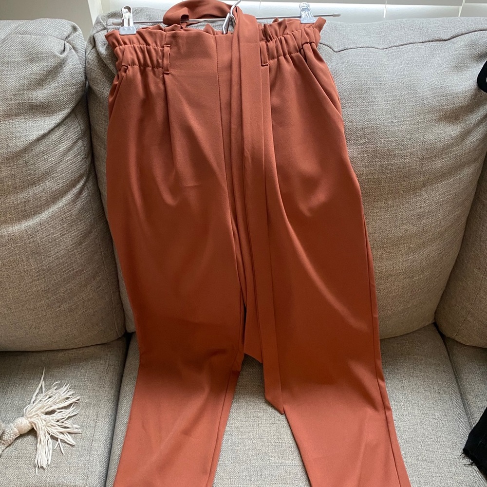 Belted high waisted slacks